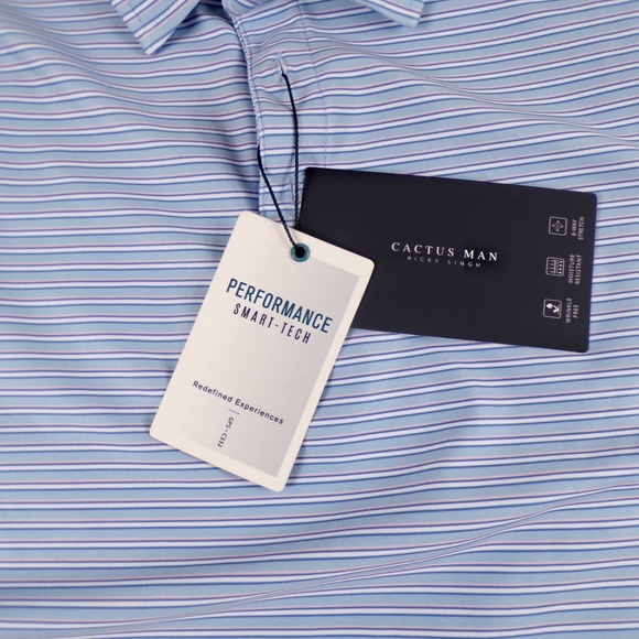 Cactus Man Ricky Singh Men's Size M Polo Blue Performance Tech - Picture 6 of 9